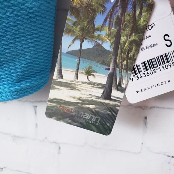 NEW Mosmann Australia Swim Top Kailani Size S Aqua Blue - Picture 4 of 6